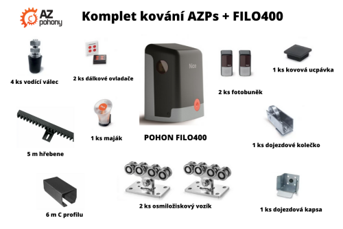 Sada kování AZPs + pohon FILO400 až do 5,5 m průjezdu
